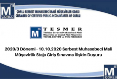 2020/3 Dönemi - 10.10.2020 Serbest Muhasebeci Mali Müşavirlik Staja Giriş Sınavına İlişkin Duyuru