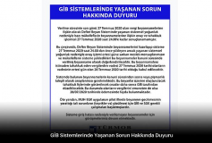 Gib Sistemlerinde Yaşanan Sorun Hakkında Duyuru