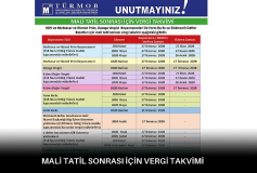 Mali Tatil Sonrası İçin Vergi Takvimi