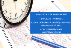Smmm Stajyer Adaylarimiz 18.07.2020 Tarihinde 2020/2. Dönem Staja Giriş Sinavinda Başarilar Dileriz. Çorlu Smmm Odasi Yönetim Kurulu