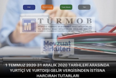 1 Temmuz 2020-31 Aralık 2020 Tarihleri Arasında Yurtiçi Ve Yurtdışı Gelir Vergisinden İstisna Harcırah Tutarları