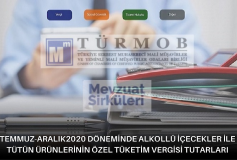 Temmuz-Aralık 2020 Döneminde Alkollü İçecekler İle Tütün Ürünlerinin Özel Tüketim Vergisi Tutarları