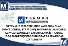 18 Temmuz 2020 Tarihinde Yapılacak Olan 2020/2 Dönemi, Staja Giriş Sınavı Başvuru Süresi, Adaylardan Gelen Başvurulara İstinaden, 18.06.2020 Perşembe Günü Saat 23.59 A Kadar Uzatılmıştır.