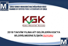 Kgk' Nun 2019 Takvim Yılına Ait Gelirlerin Kgk'ya Bildirilmesine İlişkin Duyuru