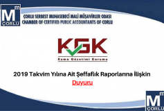 Kgk' Nun 2019 Takvim Yılına Ait Şeffaflık Raporlarına İlişkin Duyuru