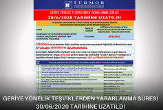 Geriye Yönelik Teşviklerden Yararlanma Süresi 30.06.2020 Tarihine Uzatıldı