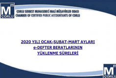 2020 Yili Ocak-Şubat-Mart Aylari E-Defter Beratlarinin Yüklenme Süreleri