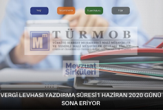 Vergi Levhası Yazdırma Süresi 1 Haziran 2020 Günü Sona Eriyor