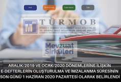 Aralık/2019 Ve Ocak/2020 Dönemlerine İlişkin E-Defterlerin Oluşturulma Ve İmzalanma Süresinin Son Günü 1 Haziran 2020 Pazartesi Olarak Belirlendi