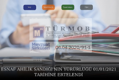 Esnaf Ahilik Sandığı'nın Yürürlüğü 01.01.2021 Tarihine Ertelendi