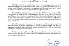 Türmob'un 30.04.2020 Tarihine Kadar Verilmesi Gereken Yıllık İşletme Cetvellerinin Bildirim Süresinin, İleri Bir Tarihe Ertelenmesi Hususunda, Sanayi Ve Ticaret Bakanlığı'na Sunduğu Talep Yazısı.