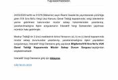 518 Sıra No'lu Vuk Genel Tebliği Kapsamında Mücbir Sebep Durum Sorgusu İnteraktif Vergi Dairesinden Yapılabilmektedir.