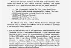 Korona Virus Pandemisi Nedeniyle Alinan Tedbirler