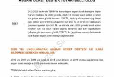 2020 Yılında Uygulanacak Asgari Ücret Destek Tutarı Belli Oldu