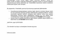 Kamu Gözetim Kurumu (Kgk) Tüm Bildirim Sürelerini 31.05.2020 Tarihine Erteledi.