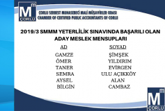 2019/3 Yeterlilik Sınavında Başarılı Olan Adaylar