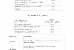 7-8 Aralık 2019 (3.dönem) Smmm Sınav Programı