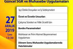 Güncel Sgk Ve Muhasebe Uygulamaları Semineri Türmob Eğitmeni Sayın Yavuz Kara'nın Sunumuyla 27.12.2019 Tarihinde Saat 13:30 Da Düzenlenecektir.