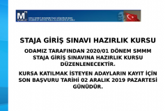 2020/1 Staja Giriş Sınavı Hazırlık Kursu