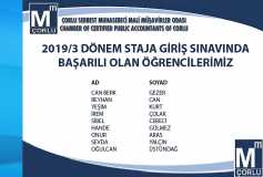 2019/3 Dönem Sınavında Başarılı Olan Öğrencilerimiz