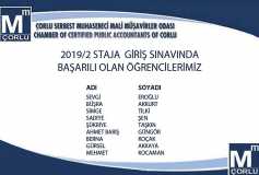 2019/2 Staja Giriş Sınavında Başarılı Olan Öğrencilerimiz