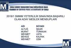 2019/1 Smmm Yeterlilik Sınavında Başarılı Olan Aday Meslek Mensupları
