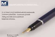 09-10 Mart Tarihlerinde Düzenlenecek Smmm Yeterlilik Sınavına Girecek Aday Meslek Mensuplarına Başarılar Dilerim.. Oda Başkanı İbrahim Otsekin