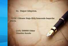 2019-1 Dönem Staja Giriş Sınavı İçin Başarılar Dileriz. Çorlu Smmm Odası Yönetim Kurulu