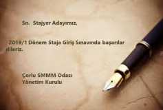 2019-1 Dönem Staja Giriş Sınavı İçin Başarılar Dileriz. Çorlu Smmm Odası Yönetim Kurulu