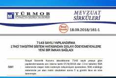 7143 Sayılı Yapılandırma 1'inci Taksitini Sistem Hatasından Dolayı Ödeyemeyenlere Yeni Bir İmkan Sağlandı