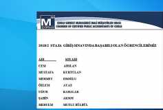 2018/2 Staja Giriş Sınavında Başarılı Olan Öğrencilerimiz