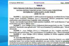 Katma Değer Vergisi Genel Uygulama Tebliğinde Değişiklik Yapılmasına Dair Tebliğ (Seri No:18)