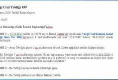 Vergi Usul Kanunu Genel Tebliği (Sıra No:486) Nin Geçici 1 İnci Maddesinde Yer Alan "30.06.2018" İbaresi "30.09.2018" Olarak (Sıra No:499) Değiştirilmiştir...