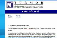 Türmob Çalışan Gazeteciler Günü Basın Bülteni