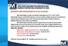 Bilirkişilik Daire Başkanlığının 19.12.2017 Tarihli Duyurusu