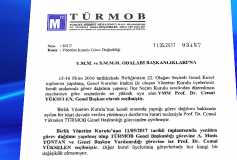 Türmob Yönetim Kurulu Görev Değişikliği