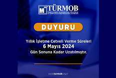 Yıllık İşletme Cetveli Verme Süreleri 6 Mayıs 2024 Gün Sonuna Kadar Uzatılmıştır.