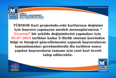 TÜRMOBKart Projesinde,eski kartların değişimi