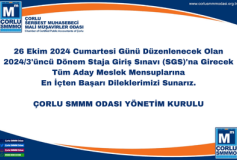 2024/3'üncü Dönem SGS'ye Girecek Tüm Aday Meslek Mensuplarına Başarılar Dileriz…