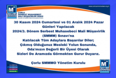 2024/3’üncü Dönem SMMM Sınavı’na Katılacak Tüm Adaylara Başarılar Dileriz