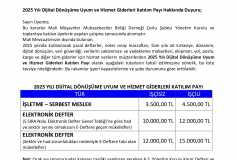 2025 Yılı Dijital Dönüşüme Uyum ve Hizmet Giderleri Katılım Payı