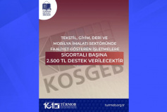 Tekstil, Giyim, Deri ve Mobilya İmalatı Sektöründe Faaliyet Gösteren İşletmelere Sigortalı Başına 2.500 TL Destek Verilecektir