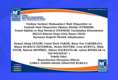 2025/3. DÖNEM SGS SINAVINDA BAŞARI GÖSTEREN DEĞERLİ MESLEK ADAYLARIMIZI EN İÇTEN DUYGULARIMIZLA KUTLARIZ!
