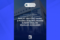 5 Puanlık Teşvik Olarak Bilinen Tekvikin İmalat Sektörü Hariç 2 Puana Düşürülmesine İlişkin Usul ve Esaslar Açıklandı