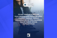 Ticari, Zirai veya Mesleki Faaliyetiyle İlgili Olmayan Bina; Tamirat, Tadilat, Tesisat, Güçlendirme ve Yıkım İşlerinde Asgari İşçilik Hesabı Yapılmayacak
