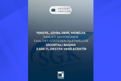 Tekstil, Giyim, Deri, Mobilya İmalatı Sektöründe Faaliyet Gösteren İşletmelere Sigortalı Başına 3.500 TL Destek Verilecektir