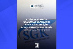 8 Gün ve Altında Çalışması Olanların Eksik Günleri İçin Borçlanma İşlemlerinin Usul ve Esasları Açıklandı
