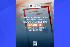 Turizm İşletme Belgesine Sahip İşletmelere Sigortalı Başına 3.500 TL Sigorta Prim Desteği Verilecektir