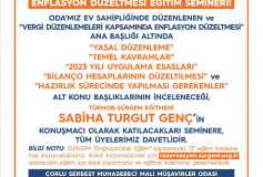 Çorlu Smmm Odası ve Sürgem-Türmob İşbirliğiyle Düzenlenecek Eğitim Seminerine, Tüm Üyelerimiz Davetlidir!