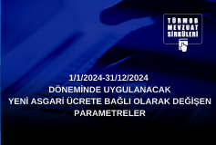 1/1/2024-31/12/2024 Döneminde Uygulanacak Yeni Asgari Ücrete Bağli Olarak Değişen Parametreler
